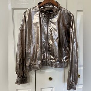 Shimmering Metallic Bomber Jacket